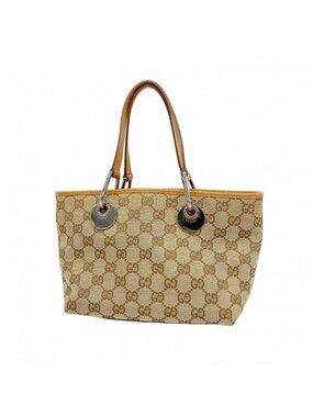 Gucci Handbag GG Canvas Beige Silver